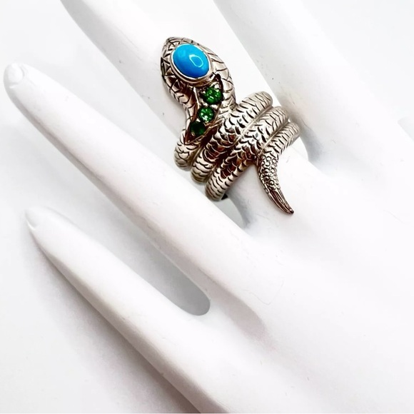 🎃Nicky Butler 925 Sterling Silver Turquoise SNAKE Coiled Ring Brand New Unique - Picture 8 of 12